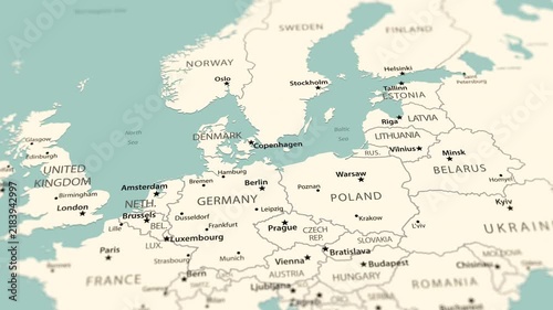 Baltic States. Political map of Northern Europe with a smooth zoom.