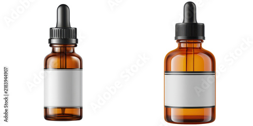 Medicine bottle with dropper cap isolated on transparency background for healthcare packaging and dosage concept