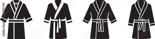 Bathrobe dressing gown vector silhouette icon set