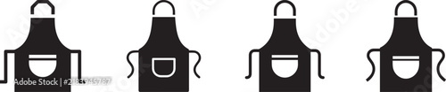 Kitchen chef apron vector silhouette icon set