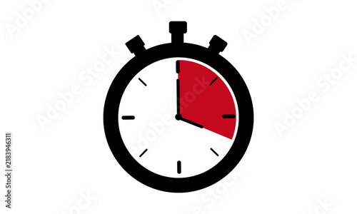 Foto Stopwatch icon with a red segment indicating a time interval isolated on transpa
