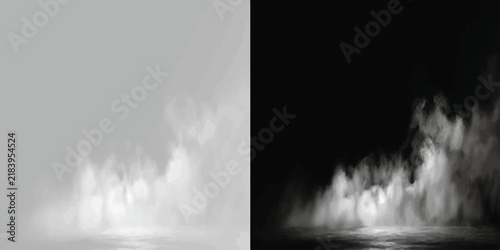 Obraz na plátne Swirling white mist effect rising from the ground with background abstract ether