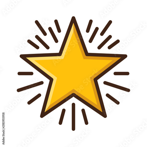 Bright hand-drawn gold star symbol with radiating rays of light