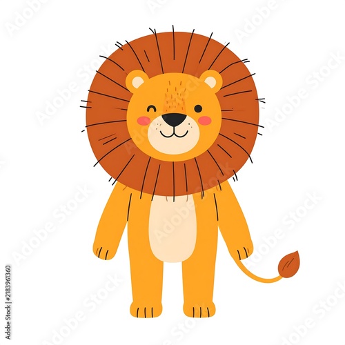 Cartoon Lion with Mane Illustration.