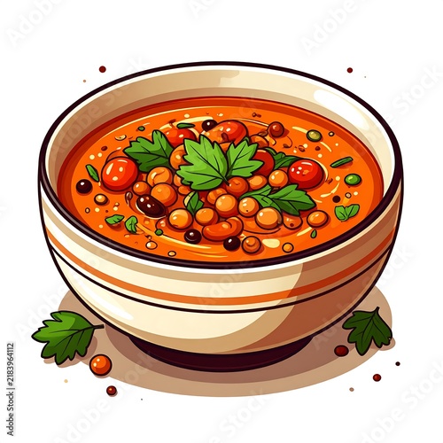 DeliciousHomemadeVegetableSoupInBowlIllustration.