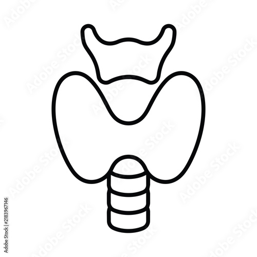 Thyroid gland icon with thyroid gland human body anatomy for endocrine system black and white vector