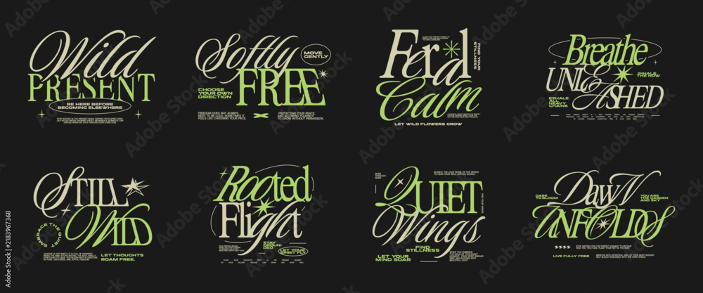 Fototapeta premium Typography bundle for apparel design, Lettering t-shirt design bundle, Inspirational quotes collection, poster design set, Modern retro typography for print, Vector art graphic tees clothing brand.