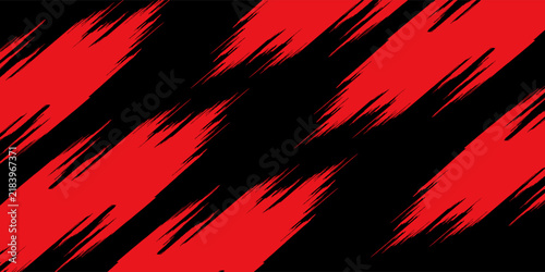 Abstract red brushstroke pattern on black background, energetic and dynamic design.