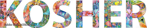 Fototapeta Word KOSHER. Vector zentangle object for decoration