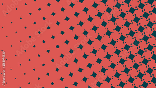 Obraz na płótnie Soft concave square forms grow progressively larger toward one side against a coral-red field, creating a fluid optical rhythm suited to modern branding and digital layouts