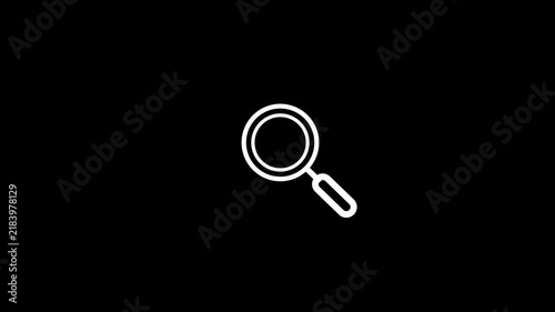Simple white magnifying glass icon for search on a black background