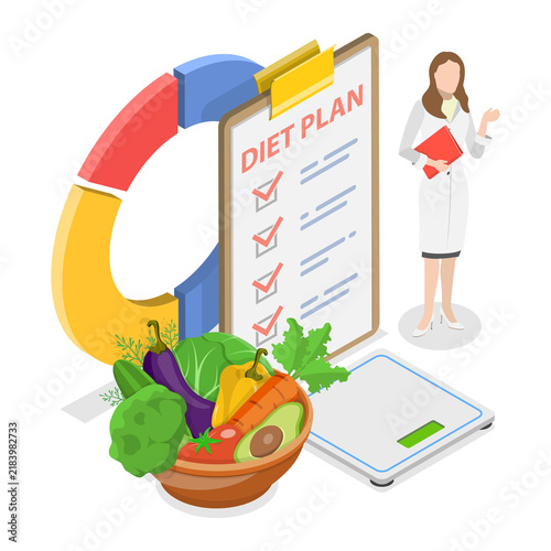 3D Isometric Flat  Illustration of Healthy Diet. Item 2