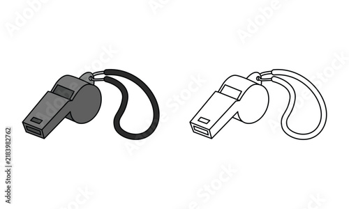 Simple Vector Whistle with Lanyard for Sports Events and Coaching Graphics