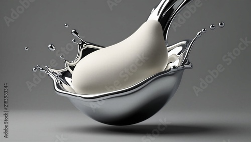 Naklejka Abstract Liquid Chrome and Clay Morphing Shape Component