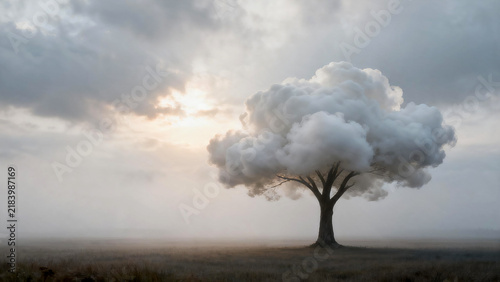 Surreal Tree With Cloud Canopy