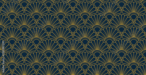 Luxury Gold Art Deco Seamless Pattern Background. Vector.