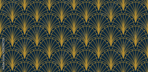 Luxury Gold Art Deco Seamless Pattern Background. Vector.