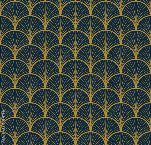 Luxury Gold Art Deco Seamless Pattern Background. Vector.