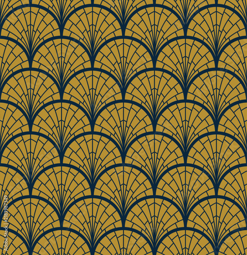 Luxury Gold Art Deco Seamless Pattern Background. Vector.