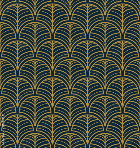 Luxury Gold Art Deco Seamless Pattern Background. Vector.