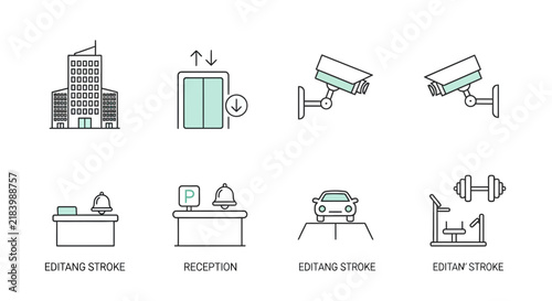 Office and Home Security and Reception Icons