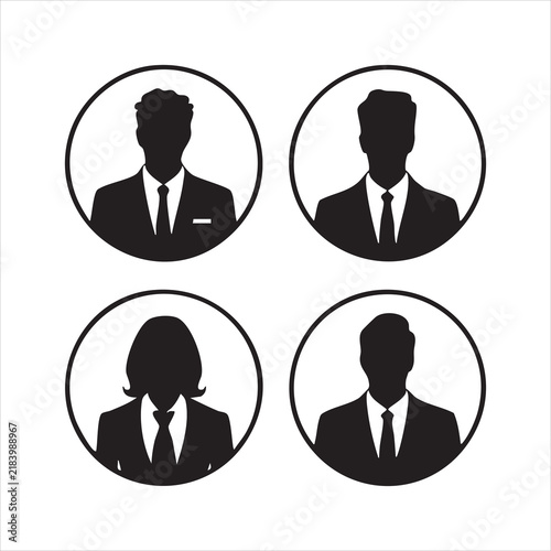 Business people avatar vector set professional man and woman user profile picture icons.