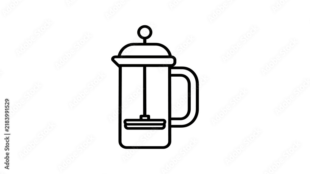 Obraz premium French press coffee maker icon for manual brewing and home kitchen usage.