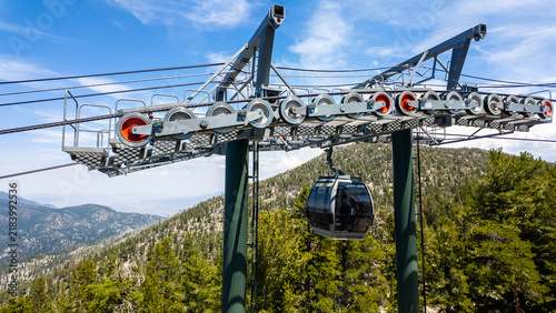 A Mountain Ski Lift in the Mountains taking people to the top of the mountains in the Sierra Nevada