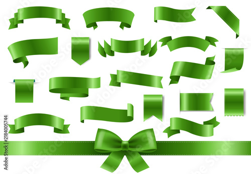 Green Ribbons Se tIsolated White Background_10_260907