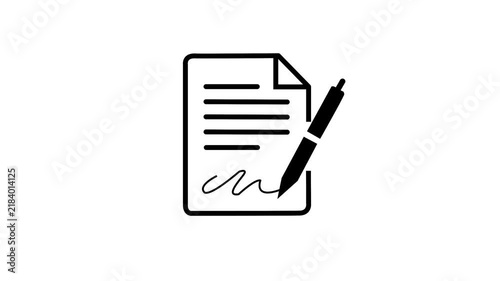 Document icon with pen sign animation. Documents checklist with a pen icon isolated. five line , Documents list icon, Business Documents icon isolated .
