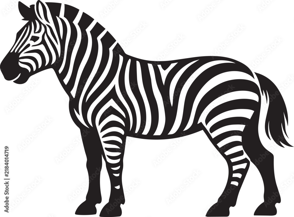 Obraz premium standing zebra striped animal silhouette vector illustration