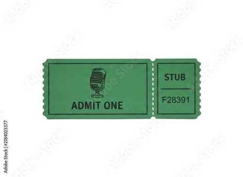 Fotografía A single green paper admit one raffle ticket used for entry to a cinema movie sh