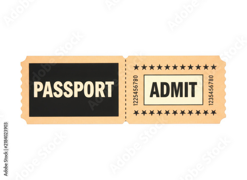 Картината върху платно A vintage style passport admission ticket stub with bold black text on a light b
