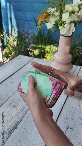 Close up of a person mixing tarot deck cards before a reading session
