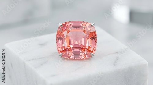 Exquisite Cushion Cut Pink Sapphire Gemstone, Luxury Jewelry, Macro Shot