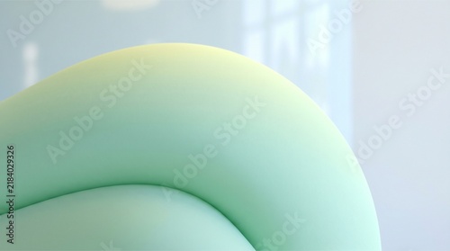 Abstract soft mint green curved shape with smooth texture and minimalist light background
