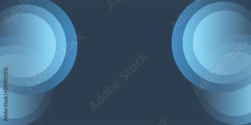 Abstract dark navy blue background with glowing light blue 3D concentric circle side borders.