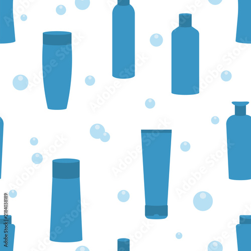 Hair shampoo seamless vector pattern. Hair care products concept.