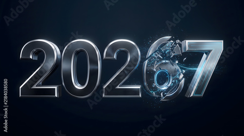 3D 2026 transitioning to 2027 new year concept background illustration