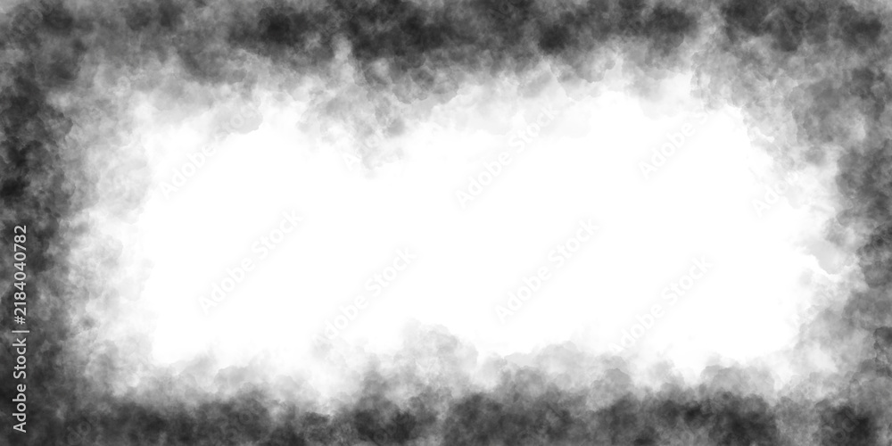 Obraz premium Abstract dark black smoke border frame with cloudy watercolor texture suitable for creative graphic projects and video overlay
