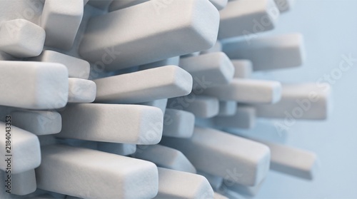 Abstract 3D background with white rectangular blocks and soft shadows
