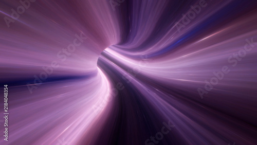 Soft lavender and violet warp tunnel twisting into a smooth central curve, ideal for hyperspace travel, dreamy interstellar motion, light speed, futuristic journeys and science fiction backgrounds
