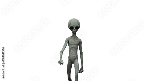 Foto Grey alien standing among dense cannabis plants creates a surreal extraterrestri