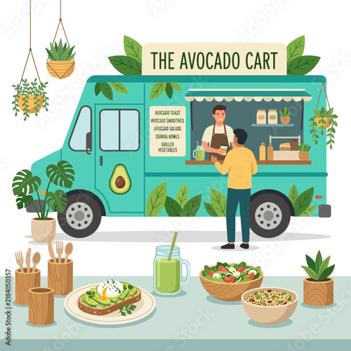 Healthy Food Truck: Avocado Cart Serving Fresh Meals & Smoothies