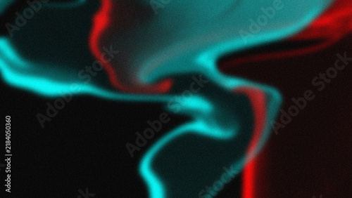 Foto Vibrant teal and crimson wisps swirl against deep black background