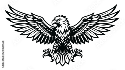 Majestic Eagle with Wings Spread, Isolated Illustration