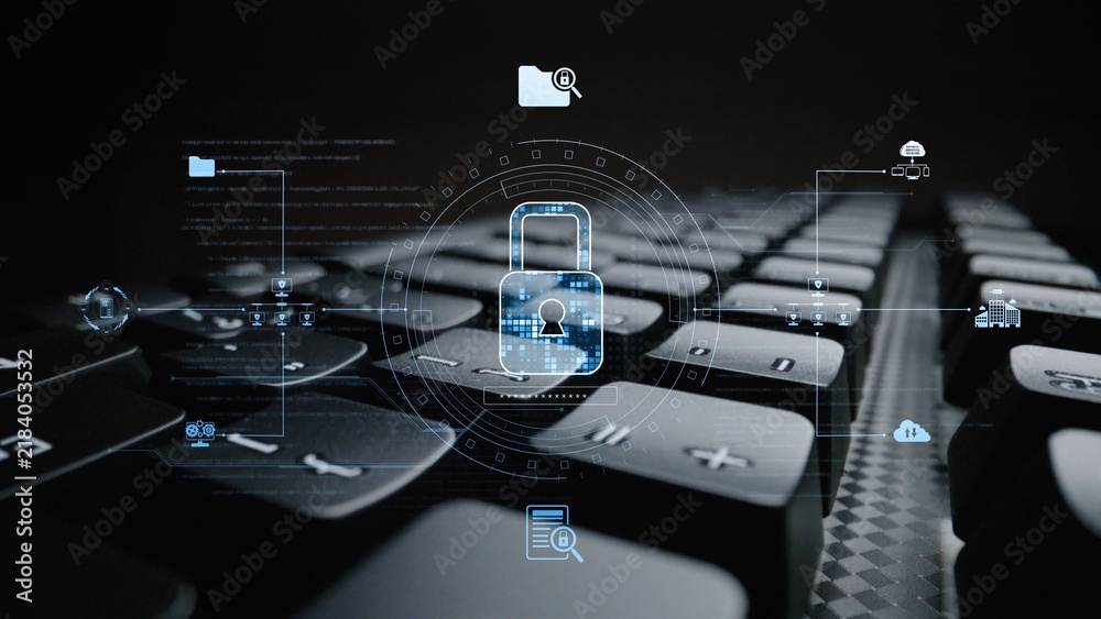 Obraz premium Cyber security protection and cyber security strategies against cyber threats, system hacks, digital breaches, network attacks, and safeguarding data with strong cyber security infrastructure. Muxer