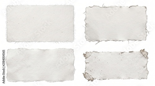 Vintage torn edge paper sheets isolated on white background