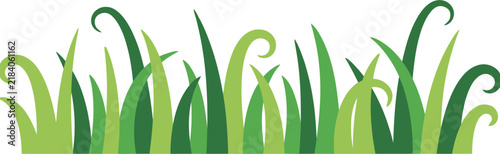 Minimalist Organic Grass Line with Subtle Curl in Green