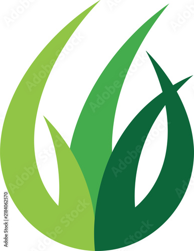 Simple Teardrop Organic Grass Curve in Green